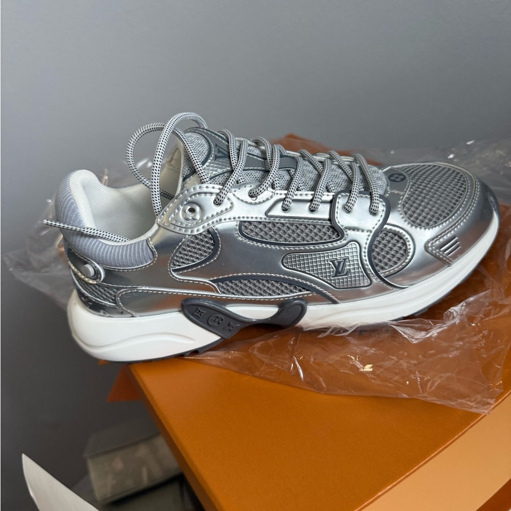 Louis Vuitton Metallic Silver Low-Top Sneakers